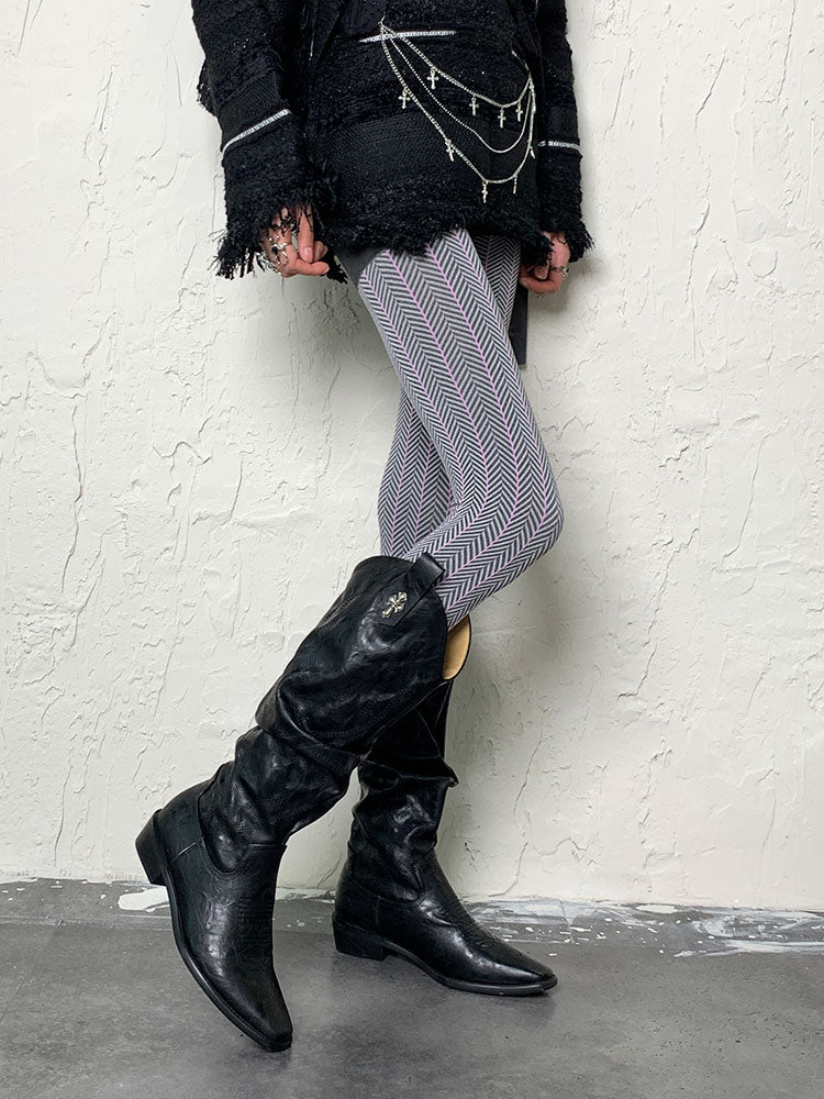 Dunkelviolette Y2K Ripple Wave Strumpfhose
