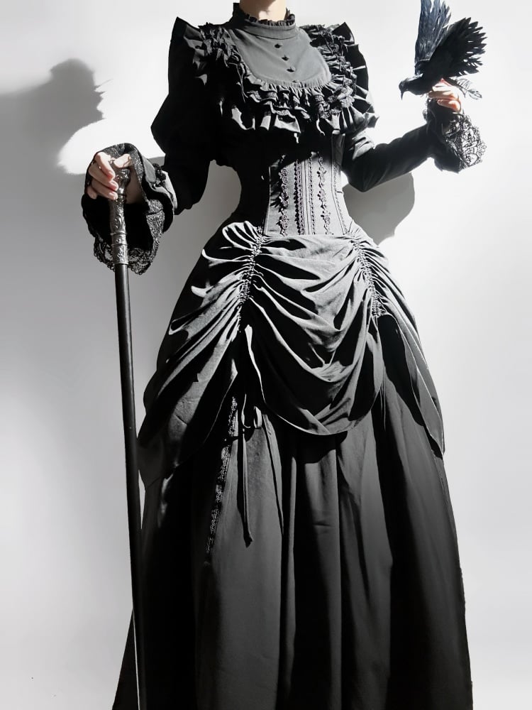 Schwarzes Dark Gothic Lolita Juliette Ärmel Top