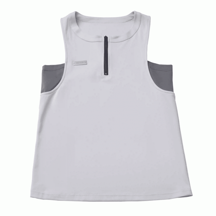 Neckline Techwear Tank Top Apricot Zipper