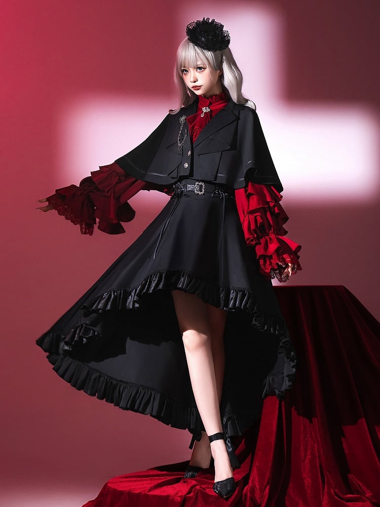 Ouji Collar Black Blazer Cape Lolita