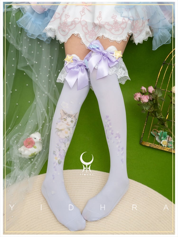 Süße Lolita Overknee-Strümpfe mit Animal-Print