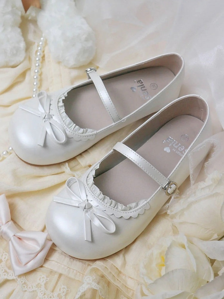 Flache weiße Schuhe Mary in Round Jane Sweet - Lolita