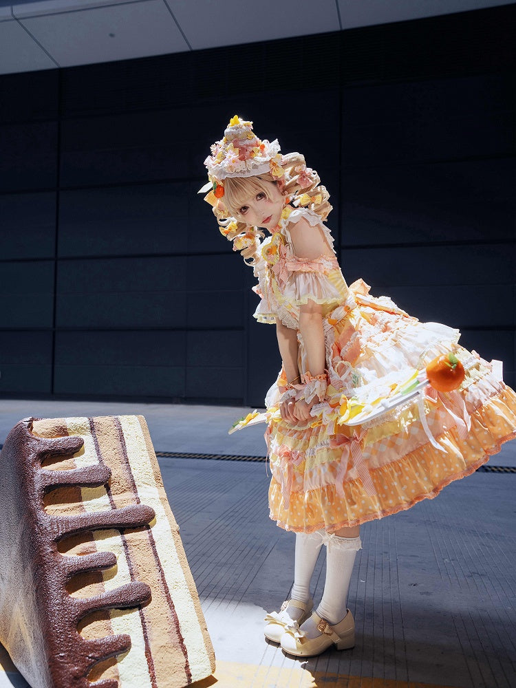 Cake Accents Persimmon Lolita Tiered Bow Orange Sweet Dress Skirt