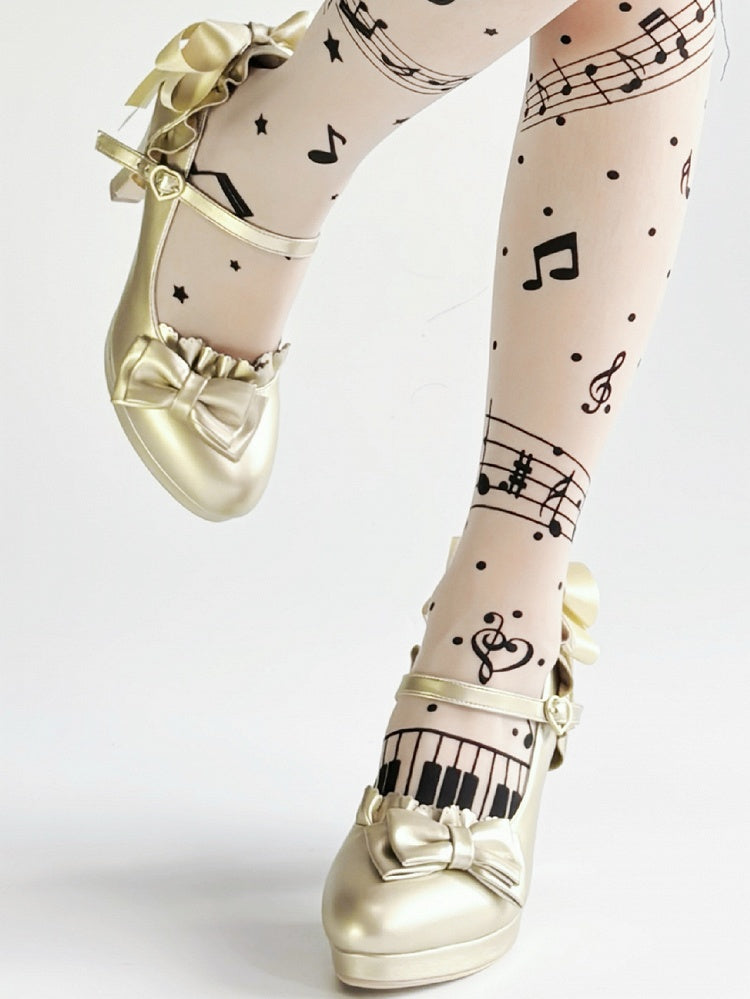 - PU Bow Top High at Hime Golden Heels Lolita
