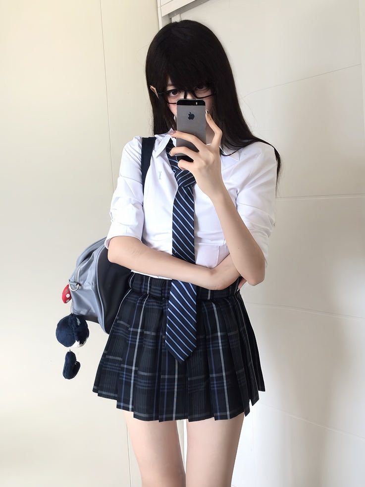 Uniform Preppy Weißes Hemd Stil JK