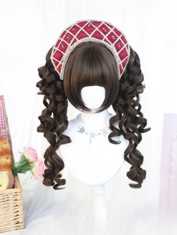 Straight Clips Claw Cut Bangs+Double 50CM Bob With Ponytail Full Brown/Blonde Wig Wavy 30CM Length
