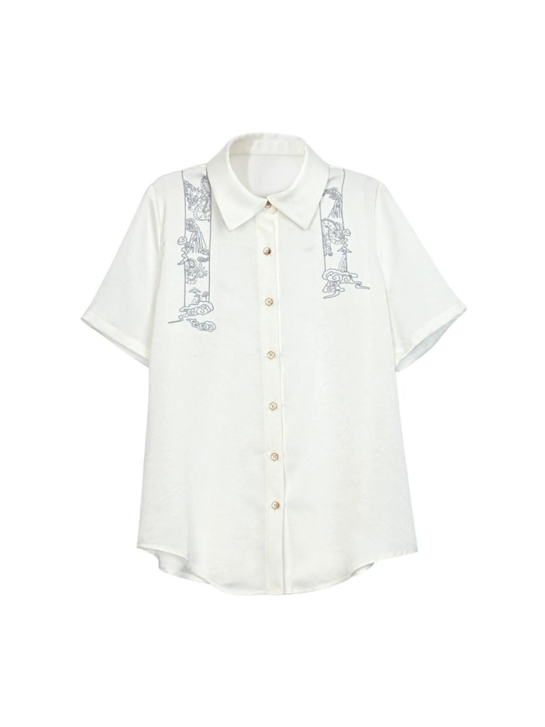 Chemise rétro asymétrique Chine + jupe gilet