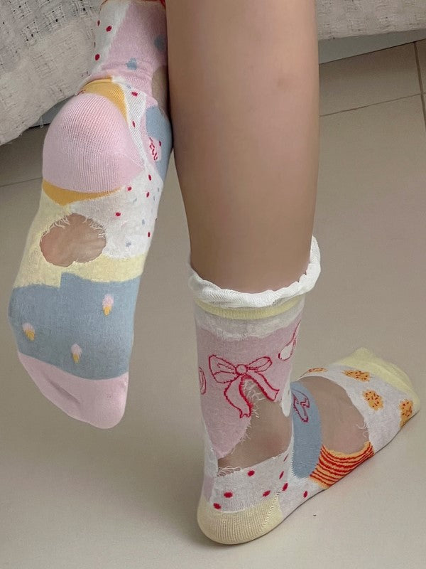 Cuff Options Colorful Lolita Sweet Socks Calf 4 Ruffled