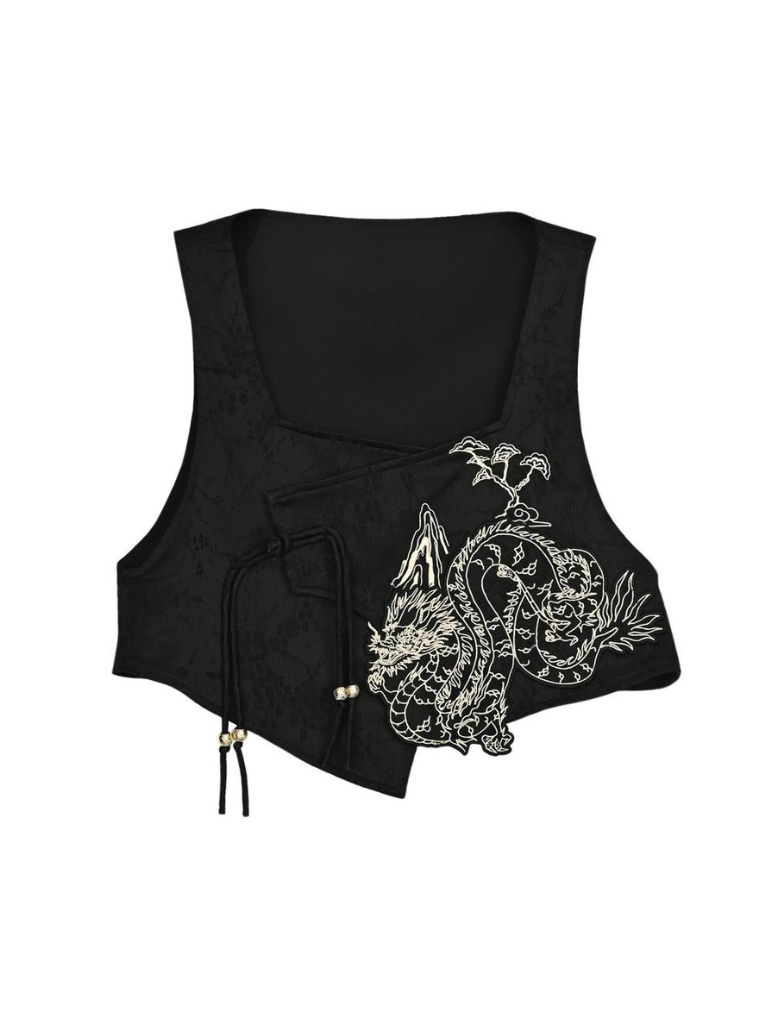 Chemise rétro asymétrique Chine + jupe gilet