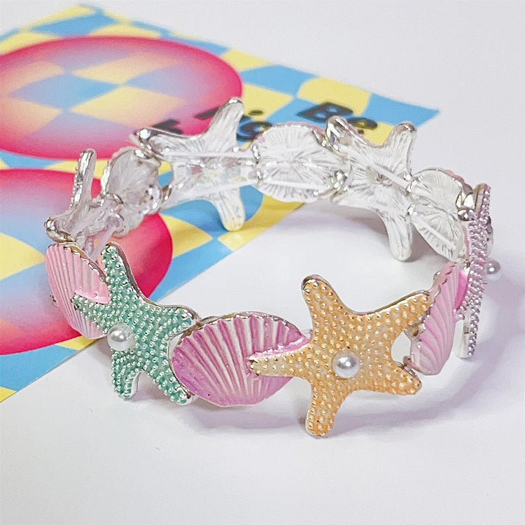 Bangle Y2K Decorated Starfish And Shell Beaded Colorful