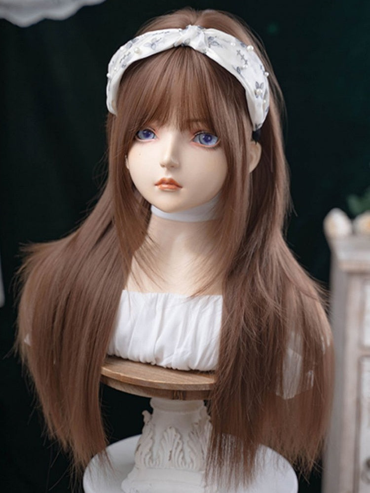 Straight Bangs With Wig Length Air Brown 73CM