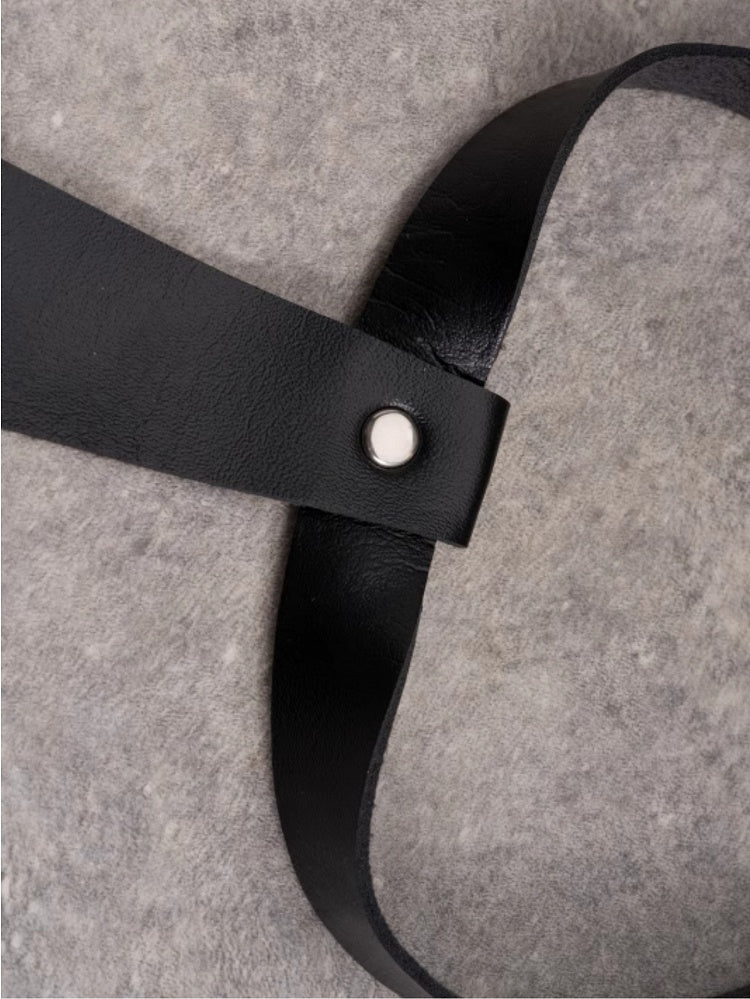 Choker Studs Decorated Gothic Applique Tie PU Black Butterfly