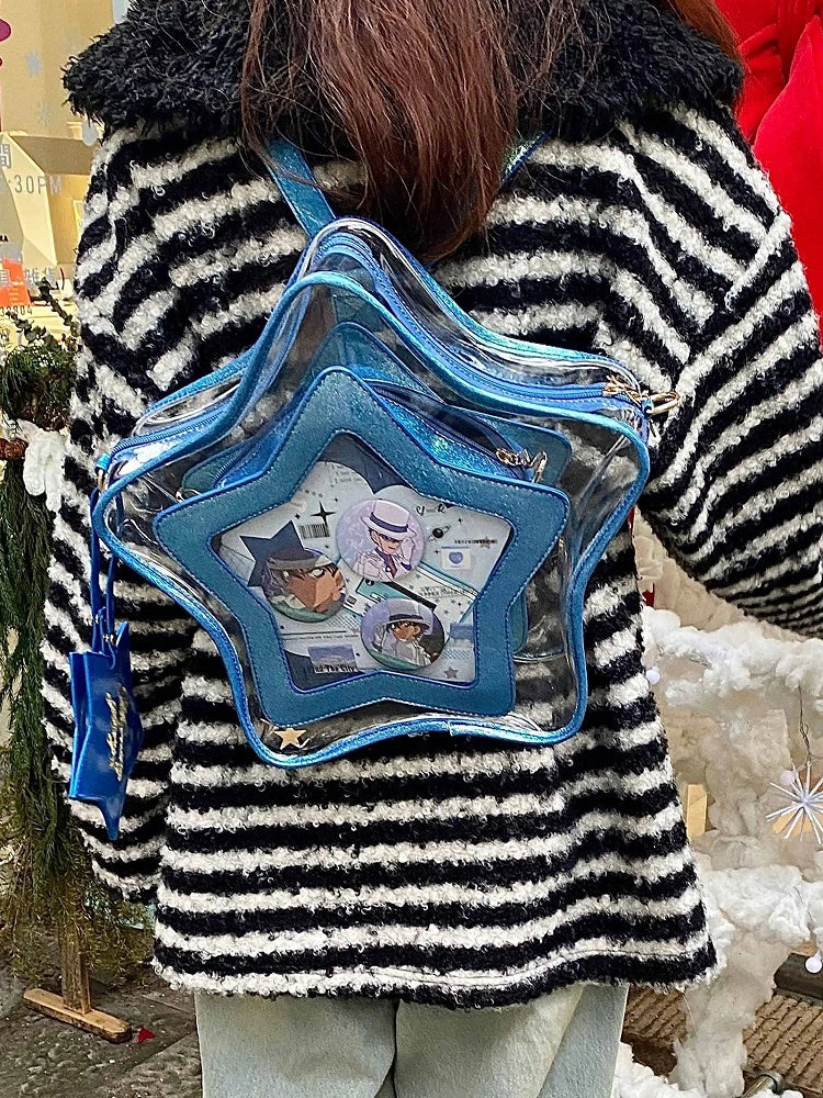 Dark Badge Star-shaped Ita Bag Set Charm PU with Blue Detachable