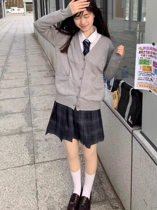 Rock Uniform Muster JK 42CM Plaid Blau Plissee