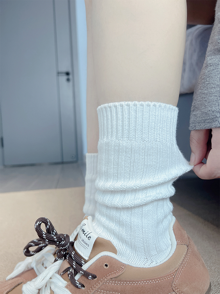Weiß/Beige/Grau/Schwarz Gestrickte Wadensocken