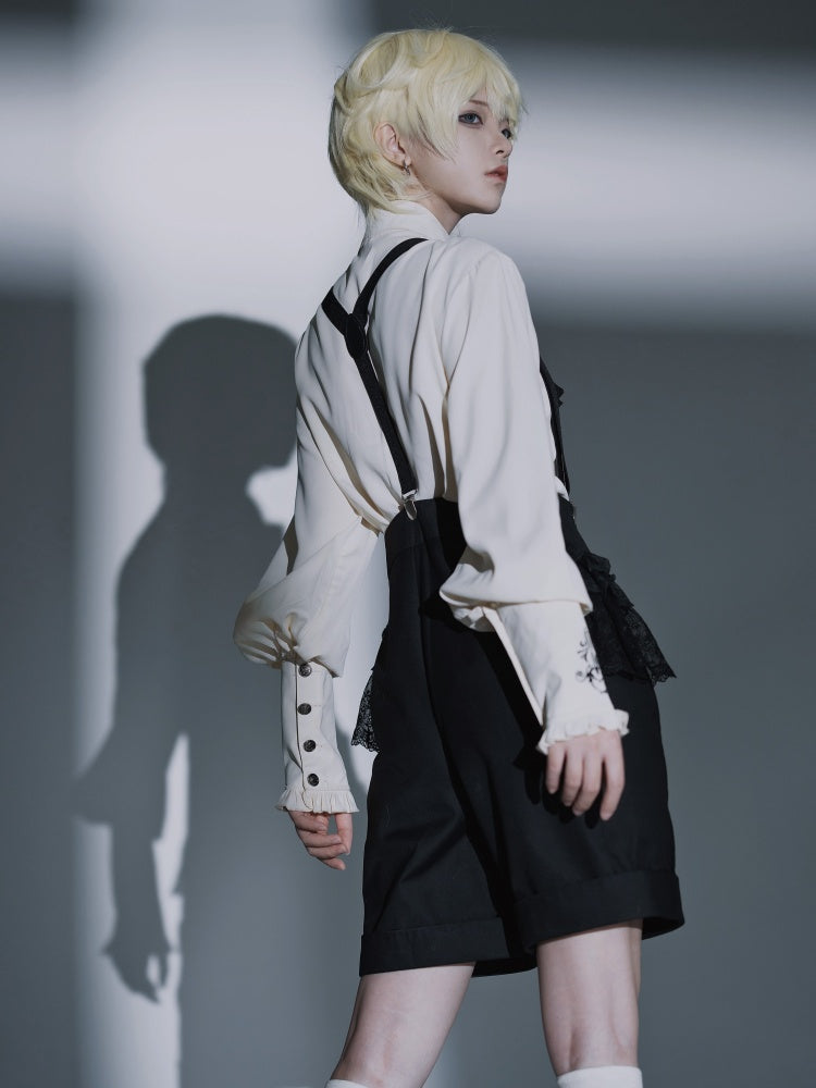 王子ファッション ブラック フォールドオーバー ウエスト ショーツ