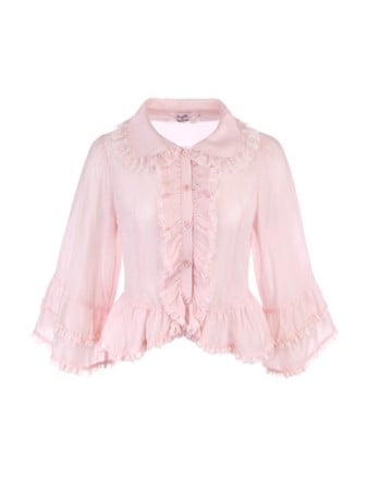 Ruffled Sun-protective Pink Sleeves With Cardigan Bell