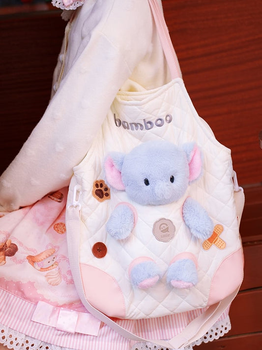 Bag WhitePink With 3 Detachable Plushie Cut-out Design Options Crossbody