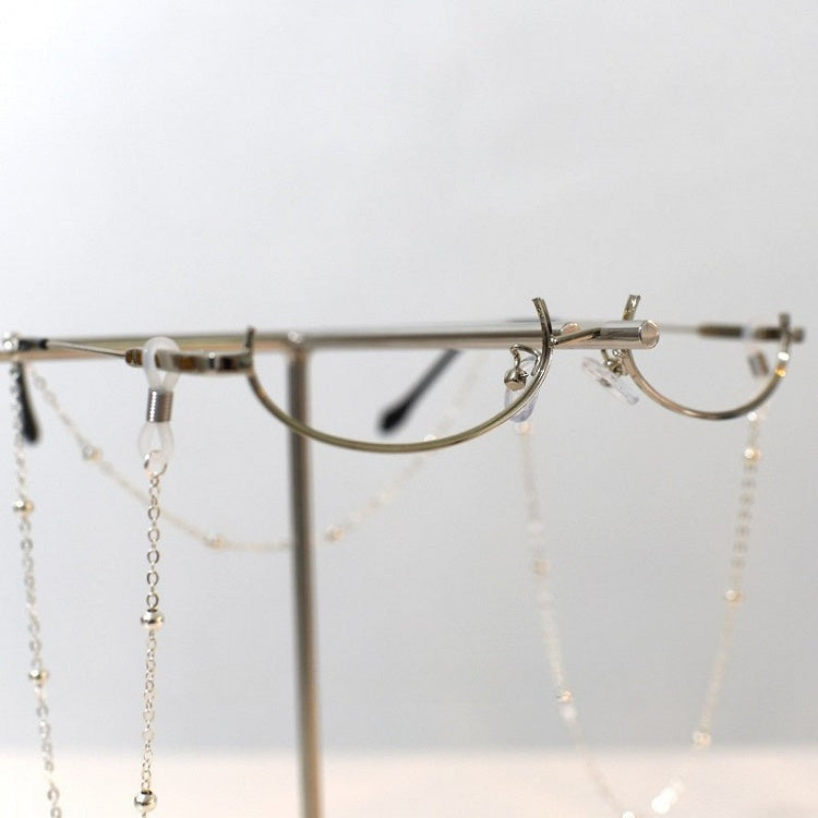 Cyberpunk Frame Eyeglasses Silver/Gold Charm Chain