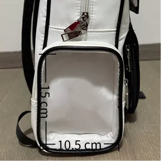 Kitty Backpack with Ita Charm Design PU Ear Card Holder Cute White
