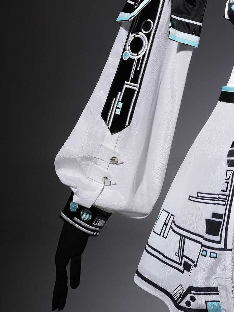 Bunny Sleeves KC Dress Techwear Halter Neck Urban Cyberpunk White + Ears