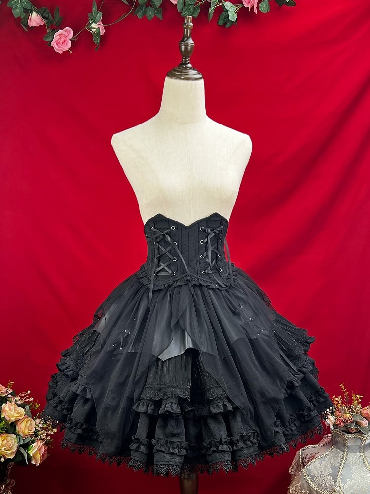 Jacquard Corset Belt Black Lolita Gothic