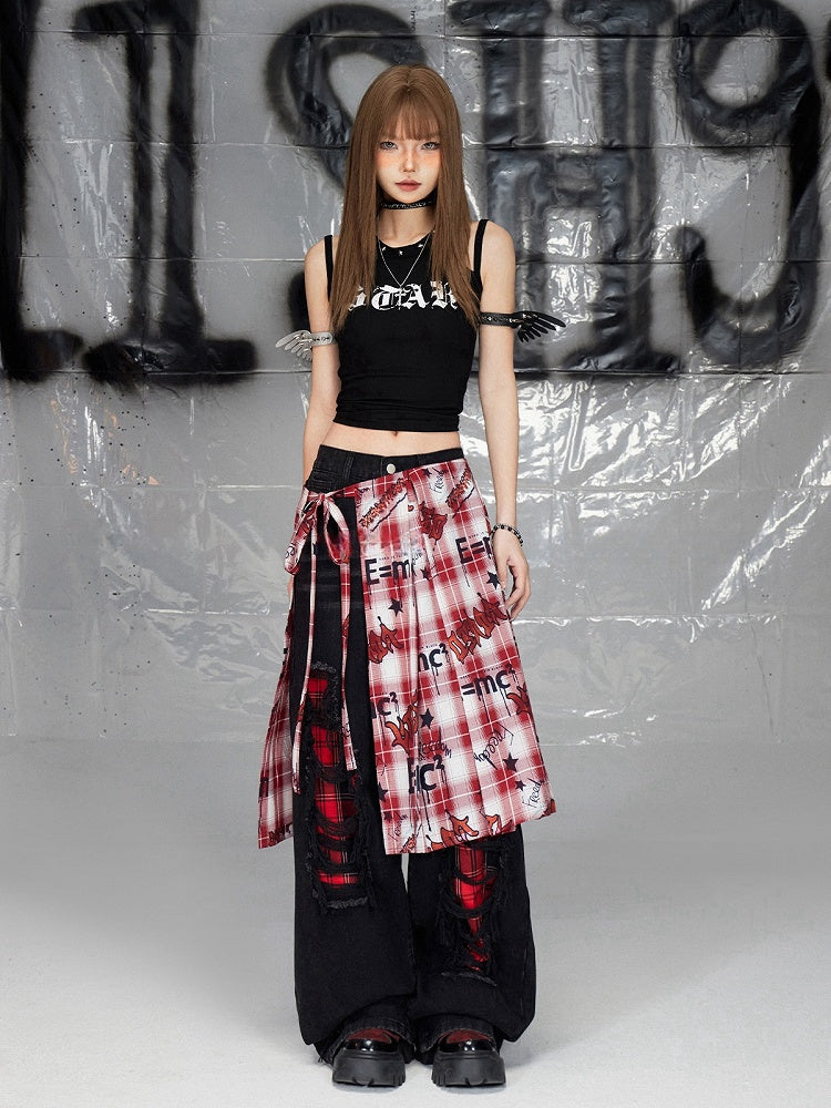 Black Print Design Double Shoulder Straps Sleeveless Top