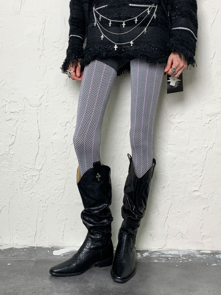 Dunkelviolette Y2K Ripple Wave Strumpfhose