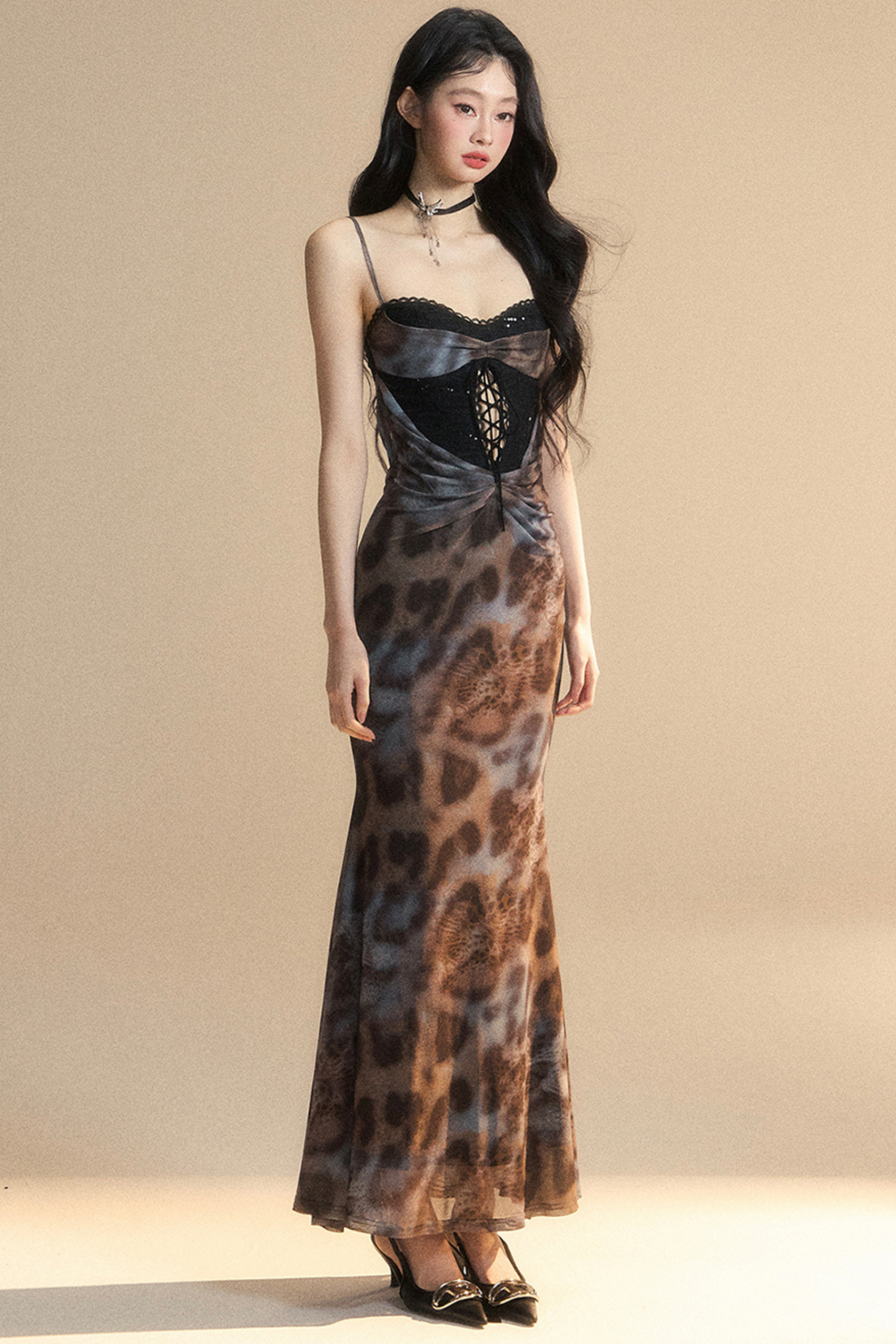 Leopard Empire Dress Lace