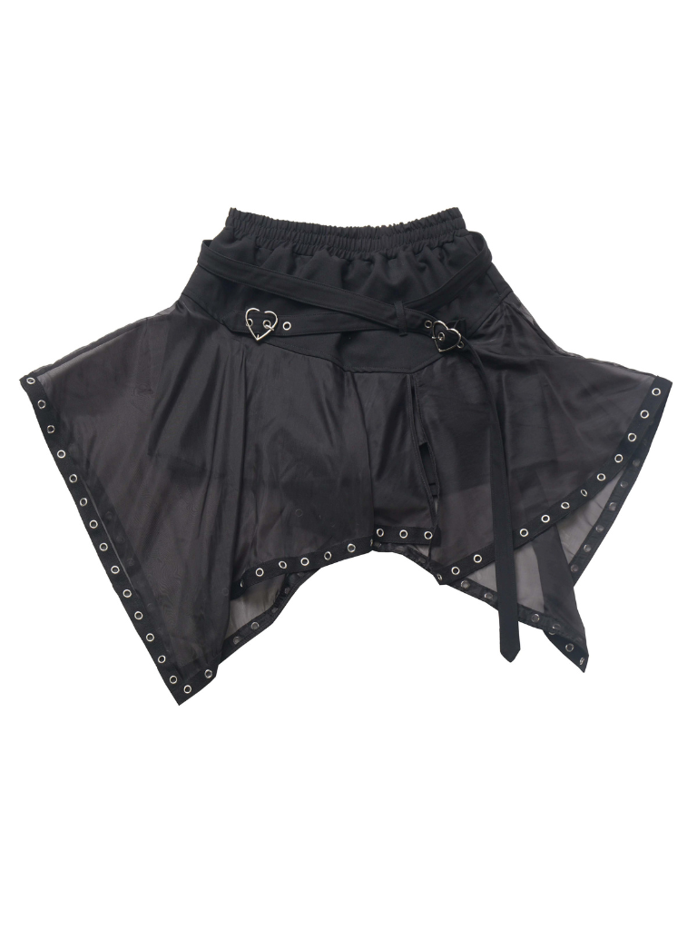 Drucken Sommer Kurzen Rock Unregelmäßigen Pullover Punk Hyde Tüll