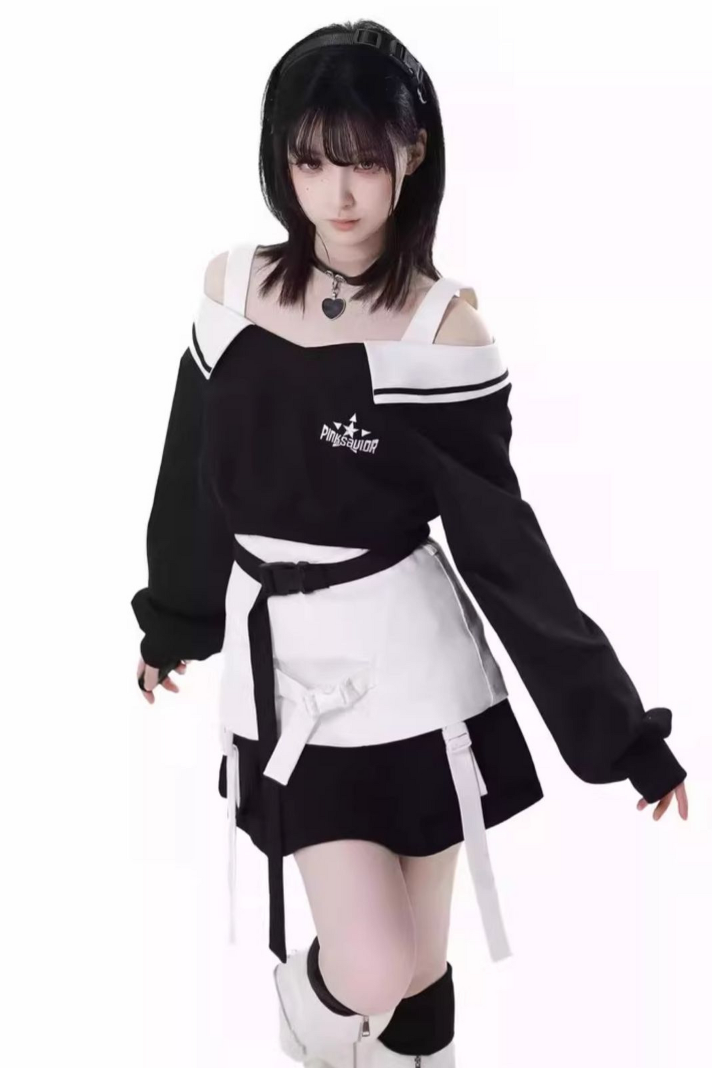 + camisole leg skirt Mode warmers cyber top