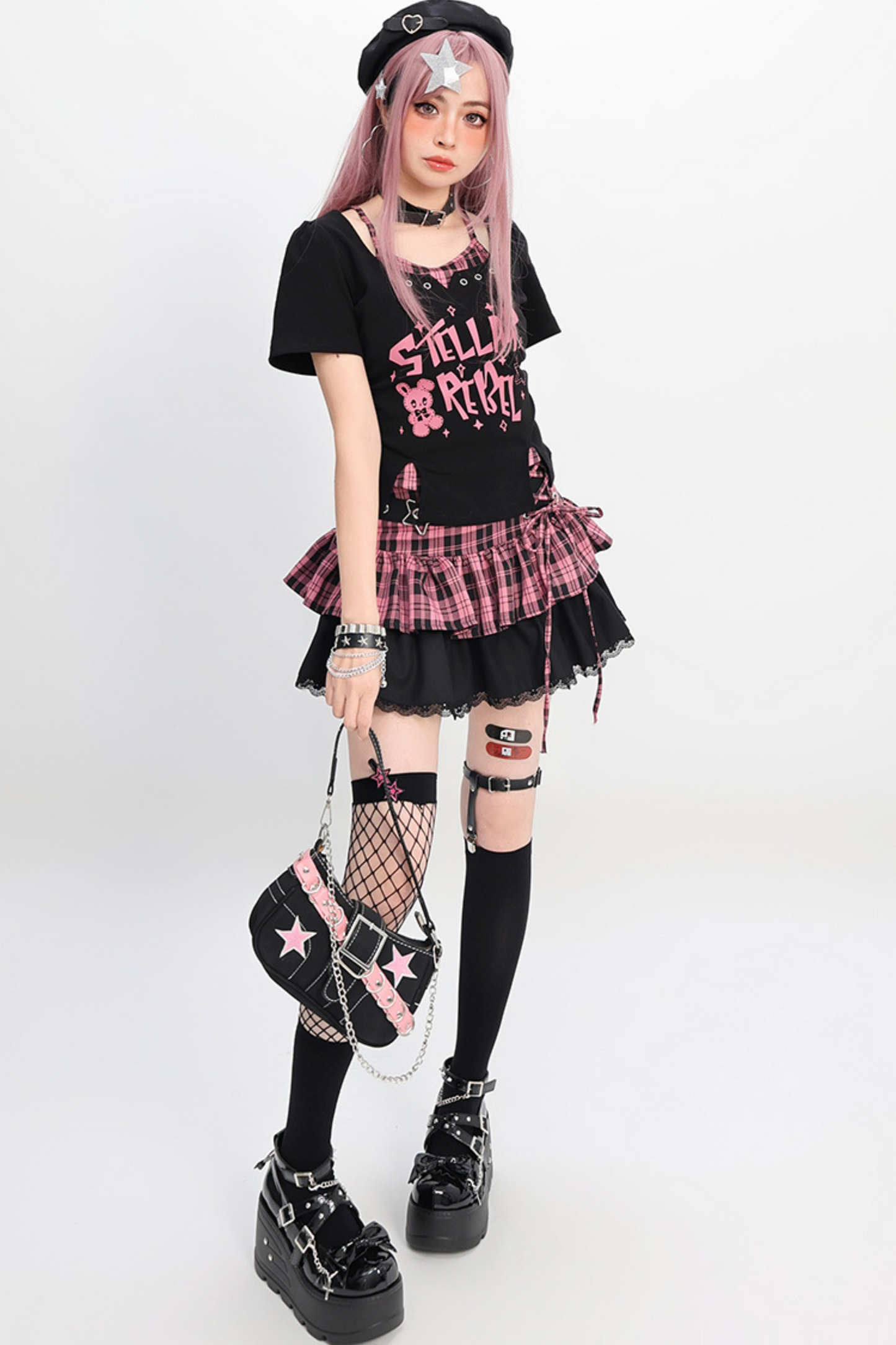top crop skirt Y2K + checked