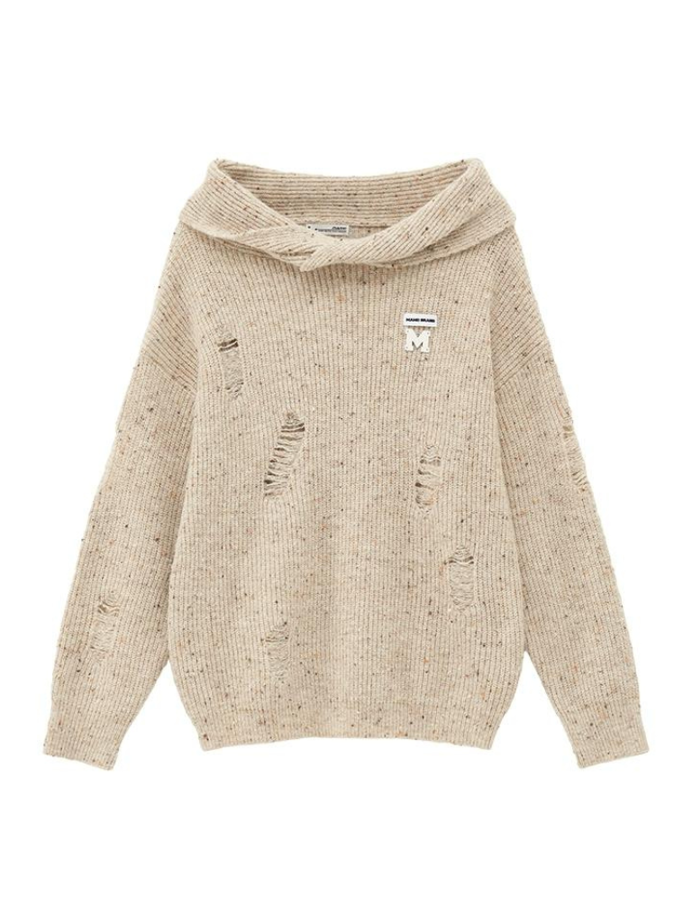 Off-the-Shoulder Strick Lose Beschädigt