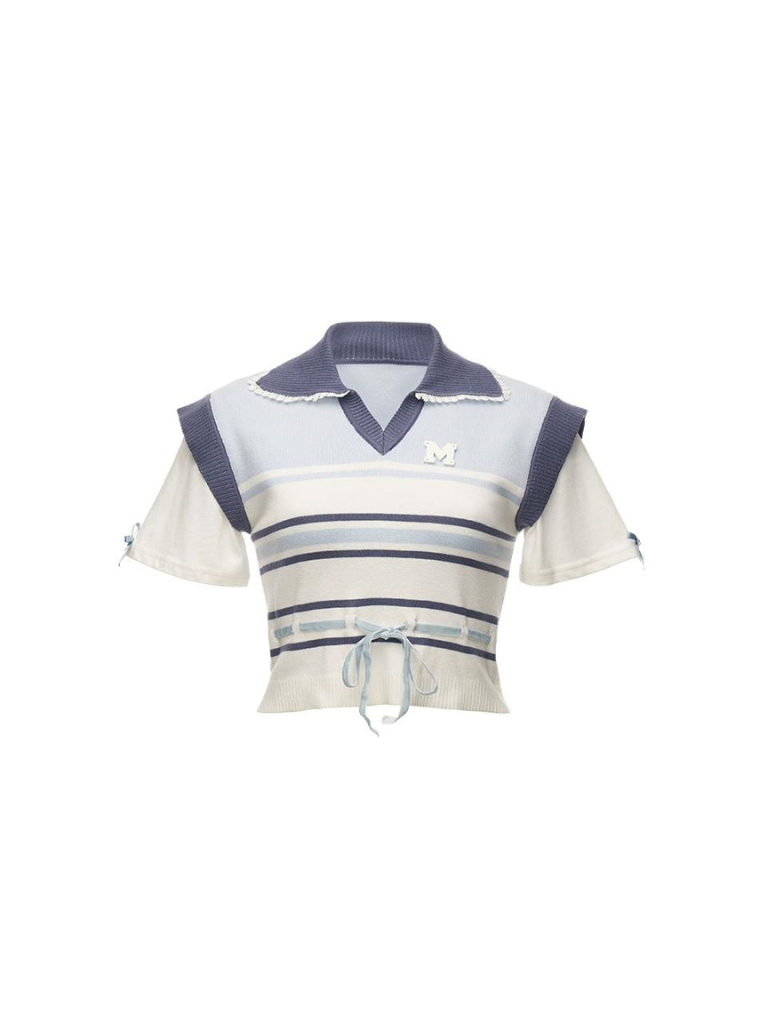 Polos d'été courts à rayures