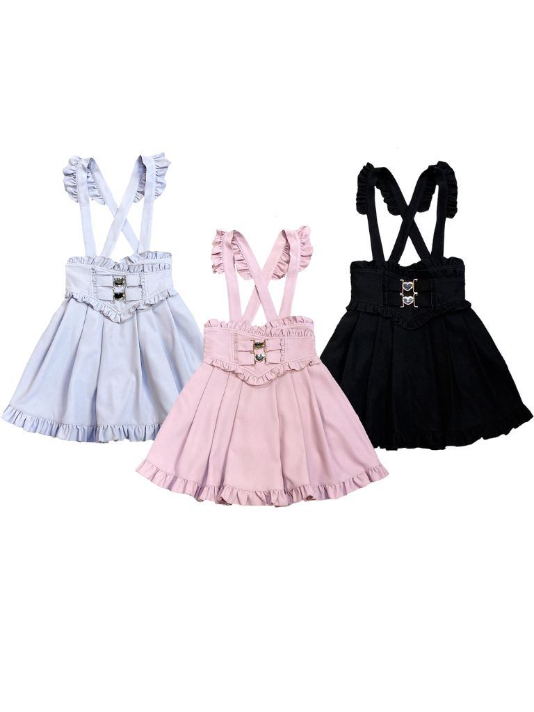 Flir Shoulder Love Buckle Strap A line Skirt