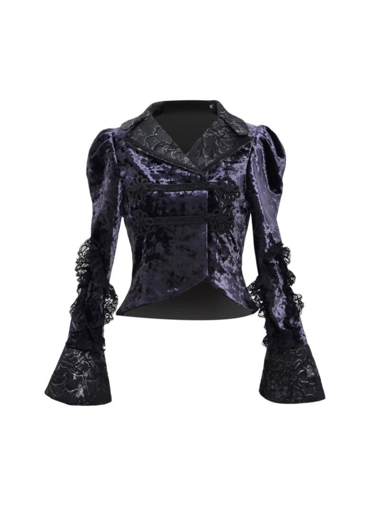 Gothic Samtkragenjacke im europäischen Luna Slim Stand