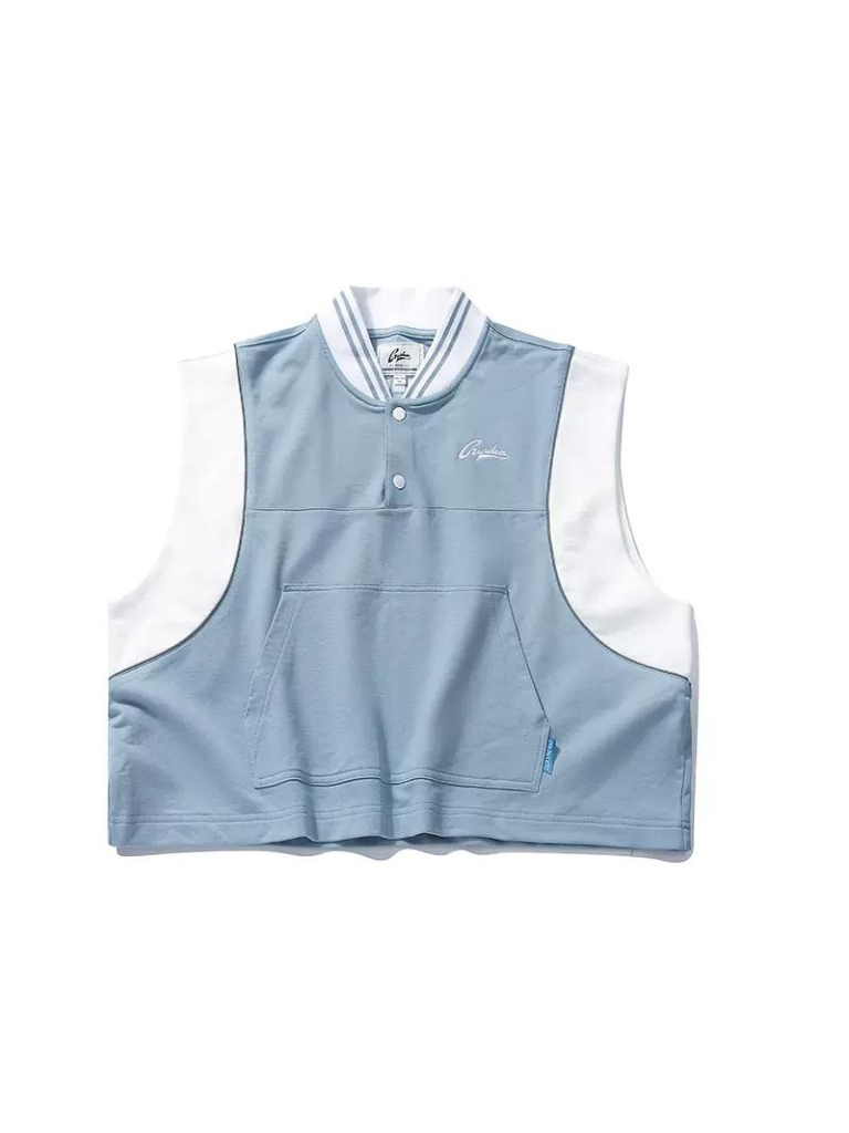 Gilet sportif en tricot bleu-blanc