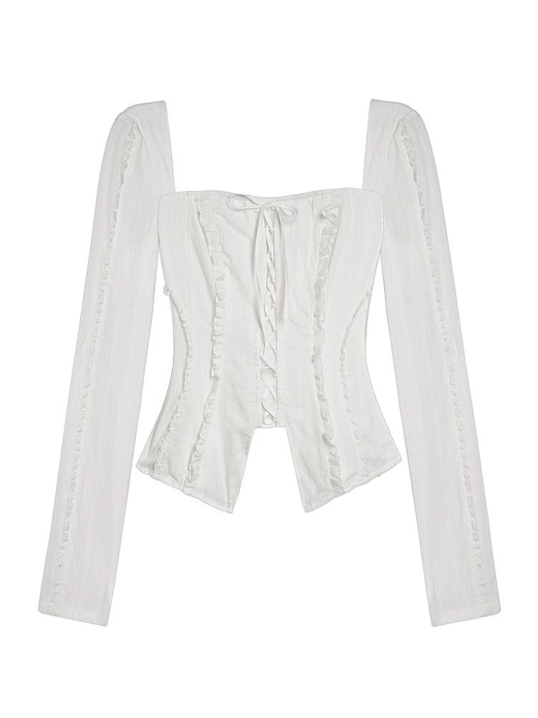Top Square Slim Collar Lace-up