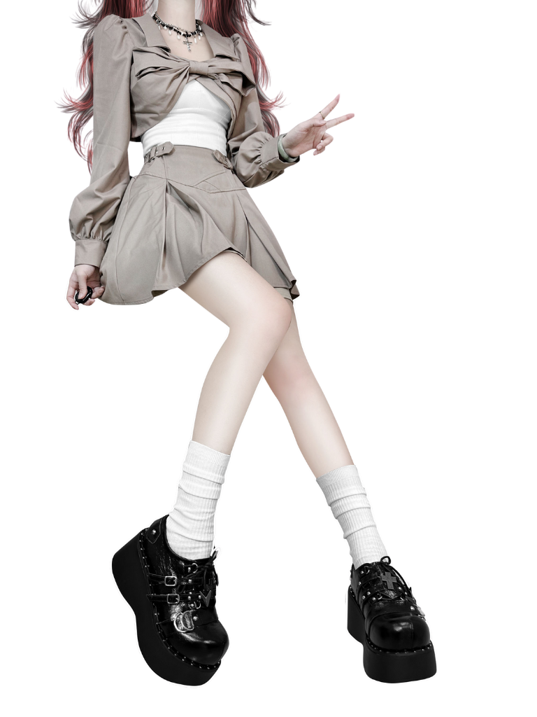 Schwarze Hot Girl Plateau Crack Punk Schuhe