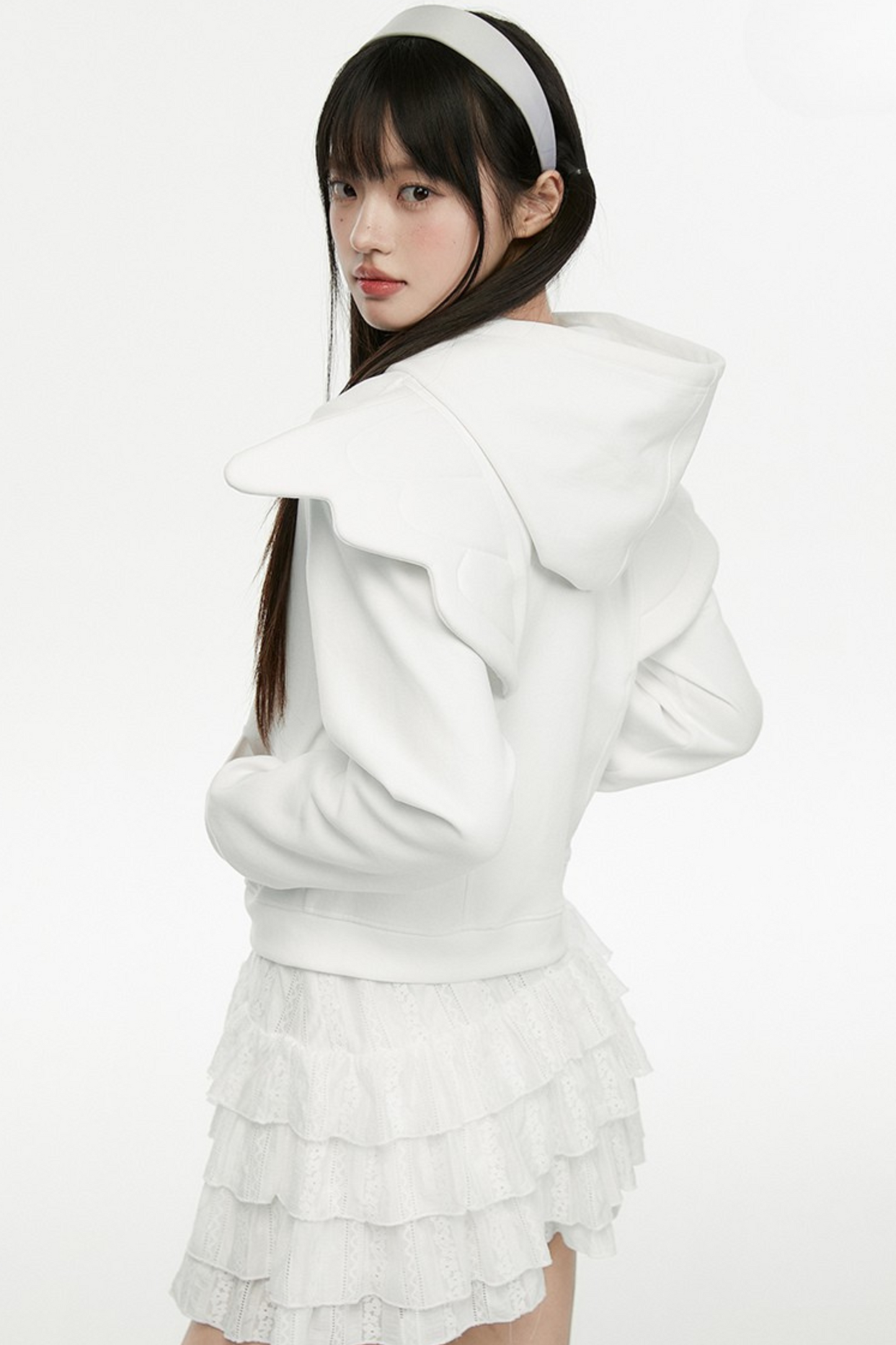 Angel White Wings Short Hoodie Hooded
