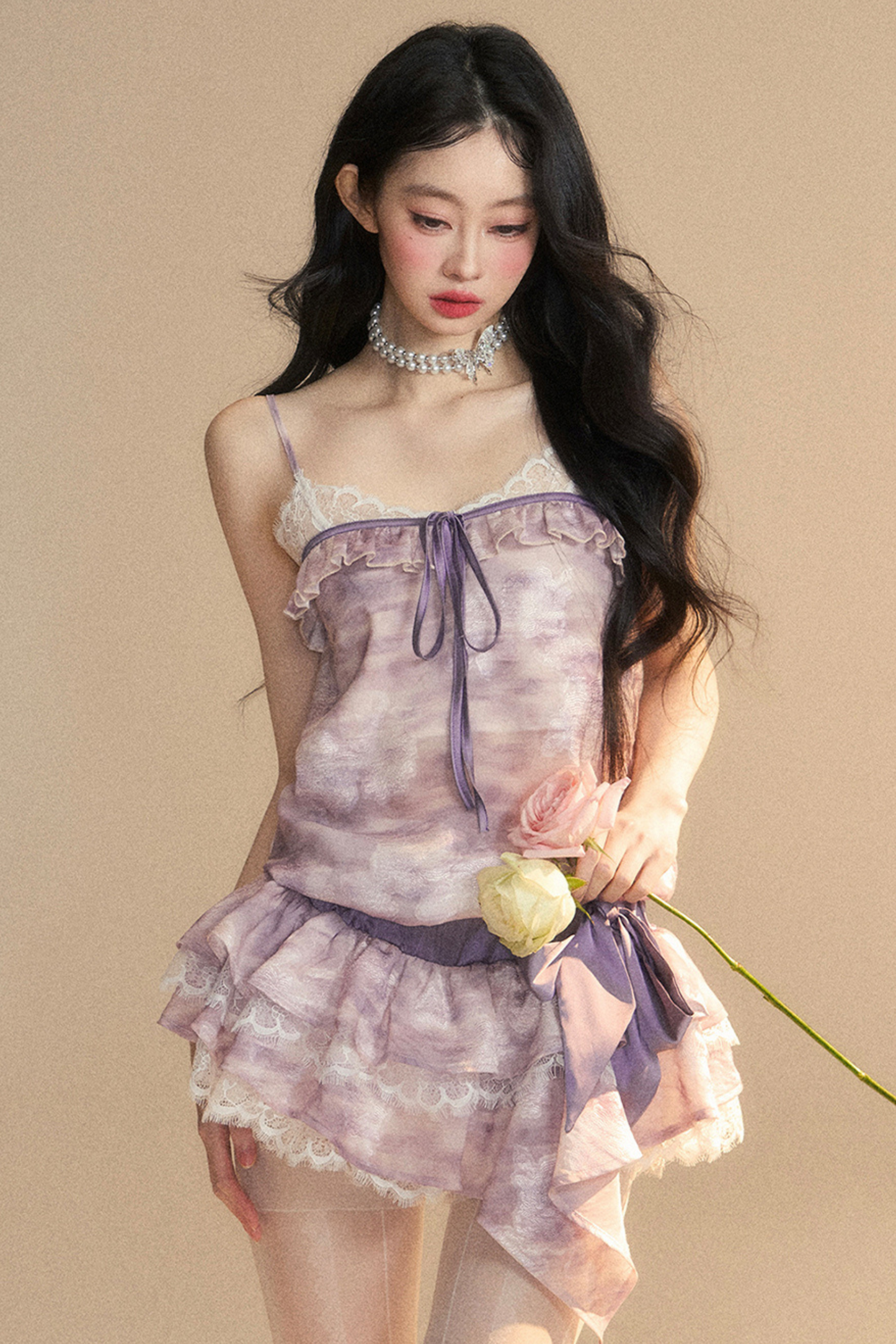 Purple French Breeze Halter Dress