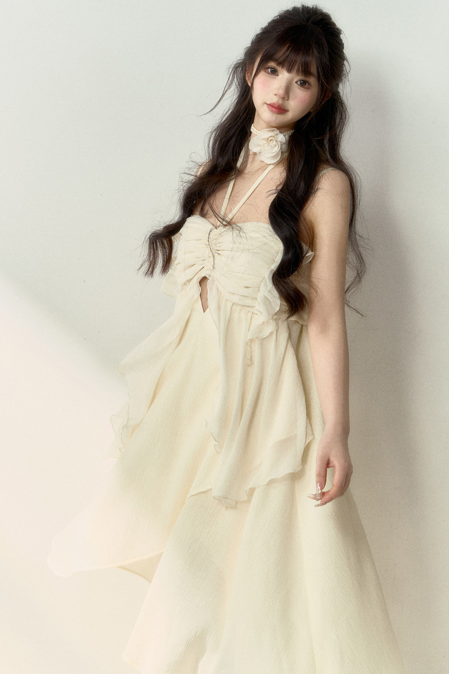 Wind Neck French + Seaside Kleid Neckholder Blume