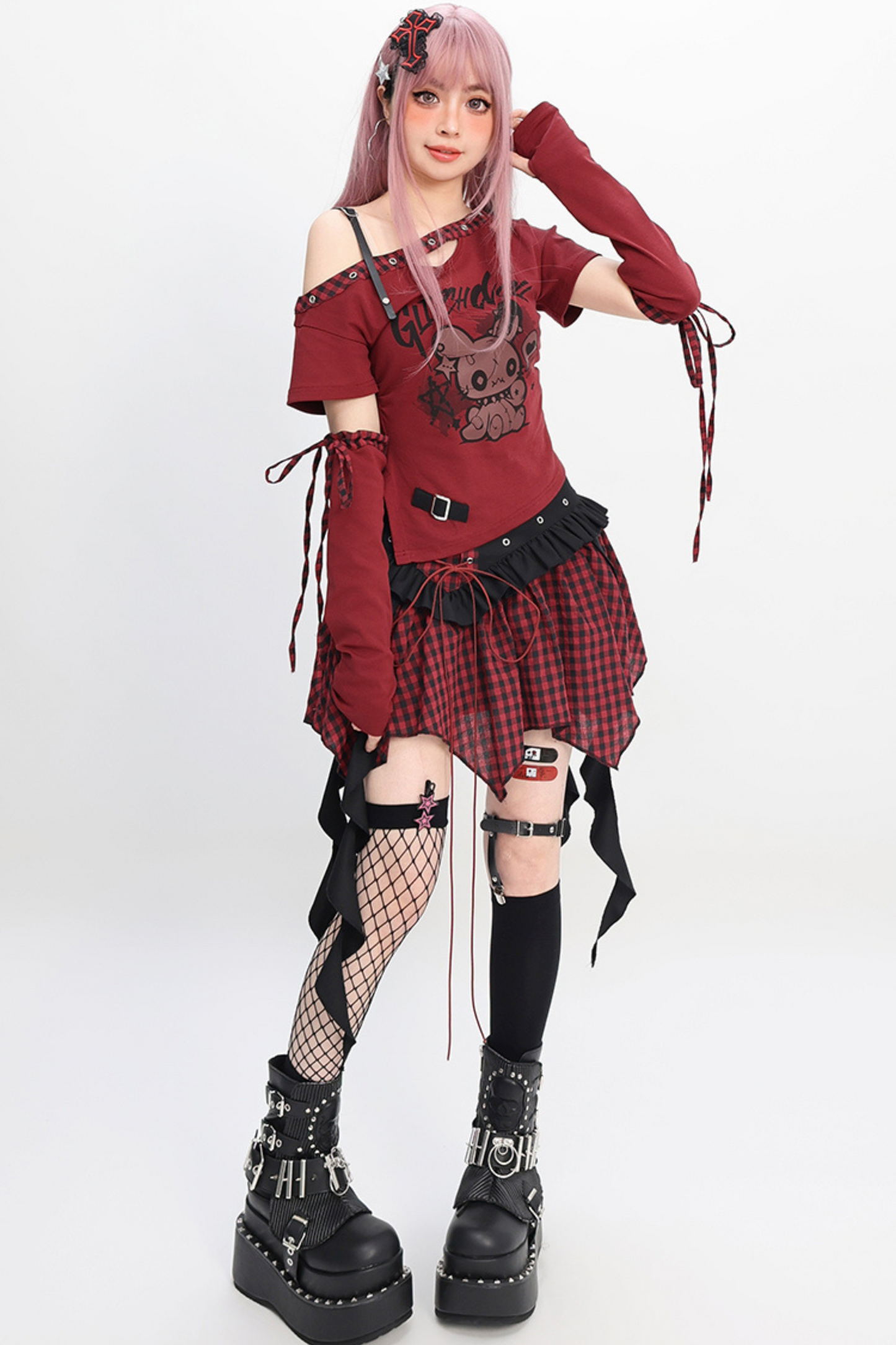 slim-fit T-shirt + skirt Irregular Fortidor