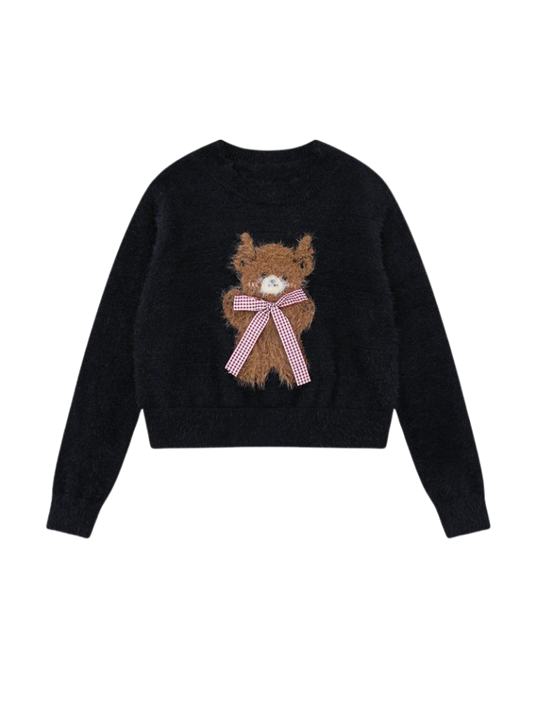 Bear Knit Ribbon Cropped