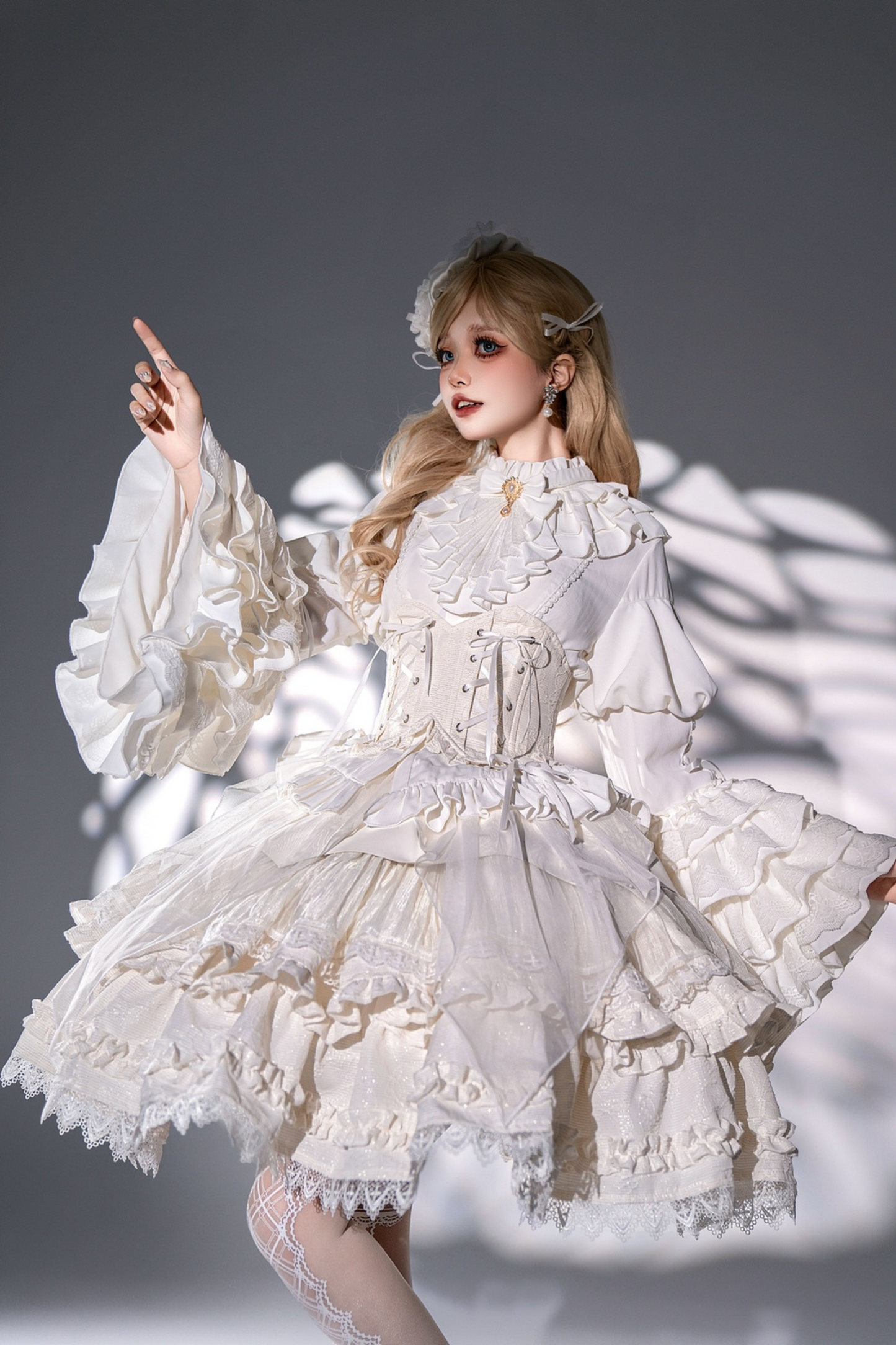 グッドエビルロリータゴシックジーシャツ+フレアスカート+ウエストベルト