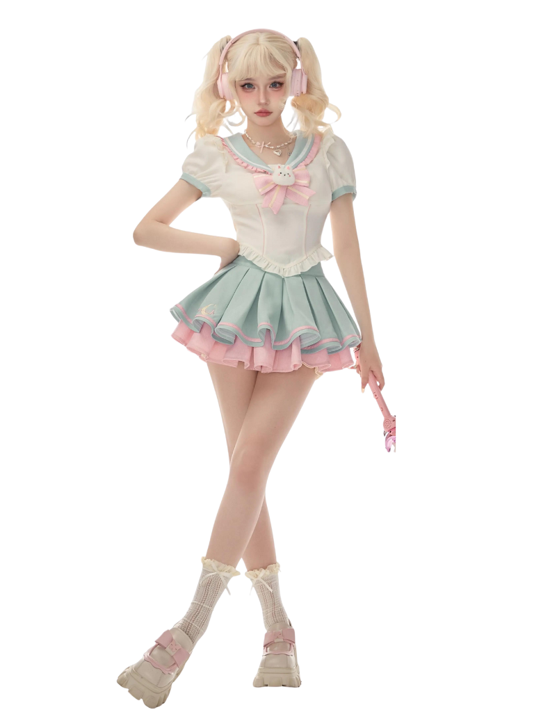 Chemise de marin à col glace + jupe d'eau de lapin