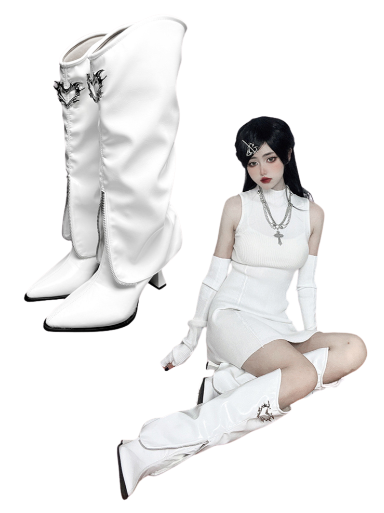 Spitz zulaufende Stiefel mit Retro-Stiletto-Zehenpartie