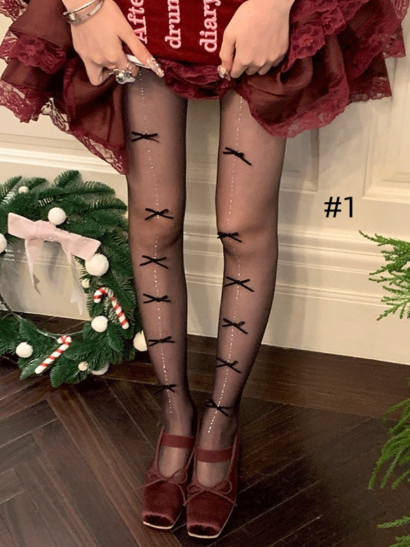 Strumpfhose mit Strass-Schleife