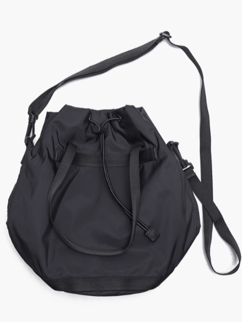 Chic Black Drawstring Bucket Bag With Capacity Large