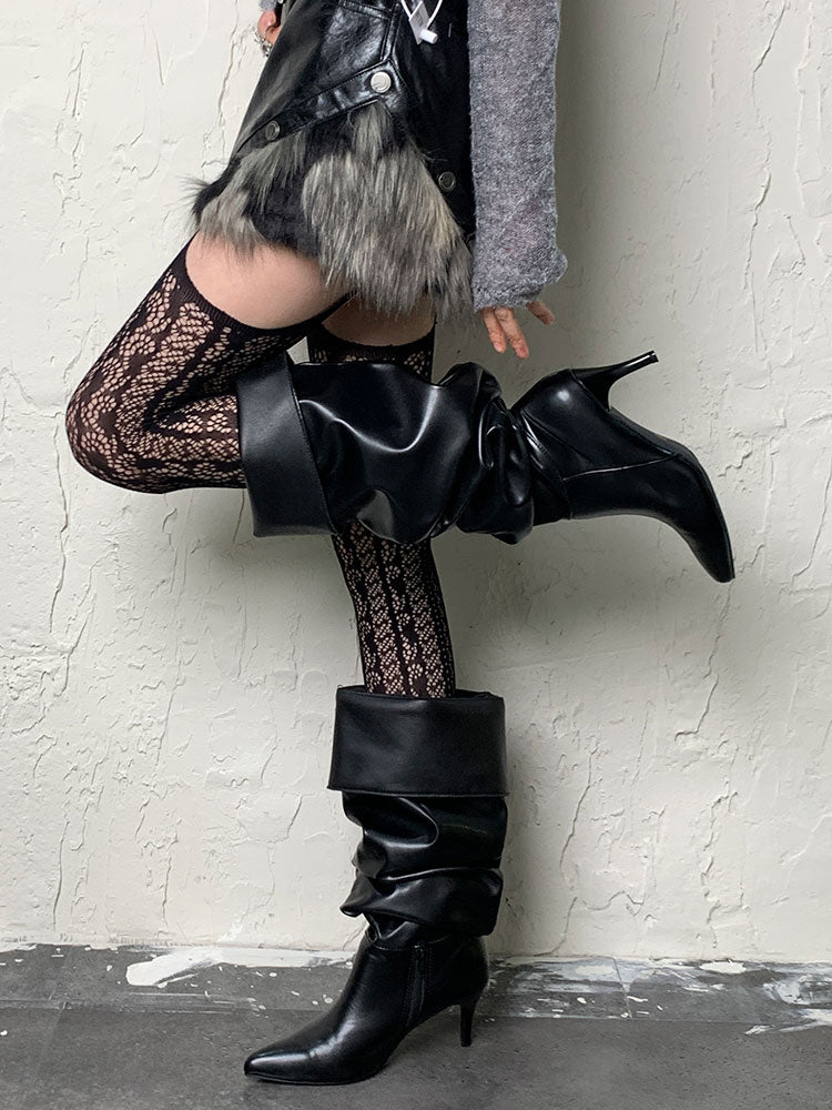 Dark Gothic Black Punk Suspender Tights